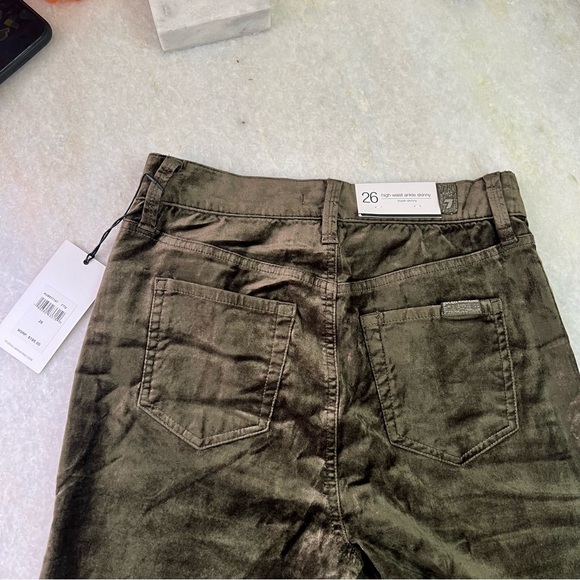 NWT 7 For All Mankind Green Fatigue High Waist Velvet Ankle Skinny Pants Size 26 - Picture 12 of 15